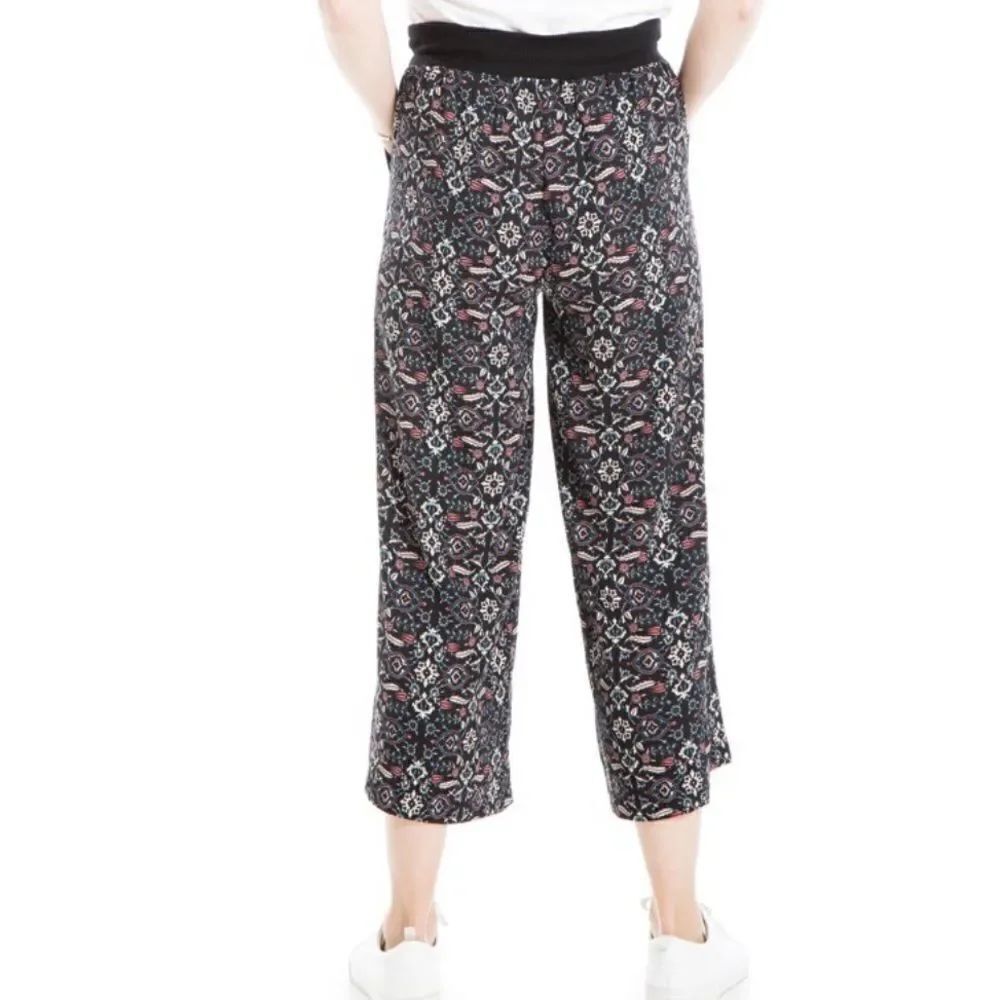 Max Studio L Wide Leg Crepe Cropped Pants Black White - Picture 8 of 13